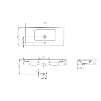 Lavoar pentru mobilier,Cersanit, Crea, 100 cm, alb